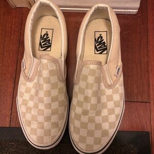 Vans Beige Canvas Slip-On Shoes